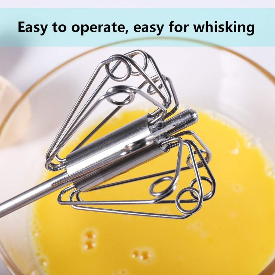 Big Stainless Steel Egg Whisk, Hand Push Rotary Whisk Blender (1 Pc / 35 Cm)