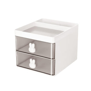 2 Layer 5 Compartment Desk Organizer with Transparent Drawer (1 Pc / 15×13×11 Cm)