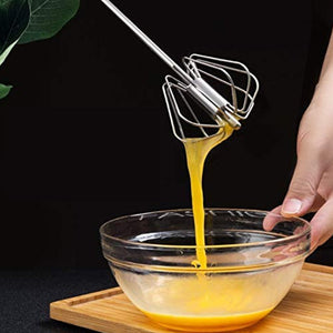 Medium Stainless Steel Egg Whisk, Hand Push Rotary Whisk Blender (1 Pc / 30 Cm)