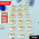 Transparent Rubber Vacuum Sucker, Suction Cup Hooks (18 Pcs Set)