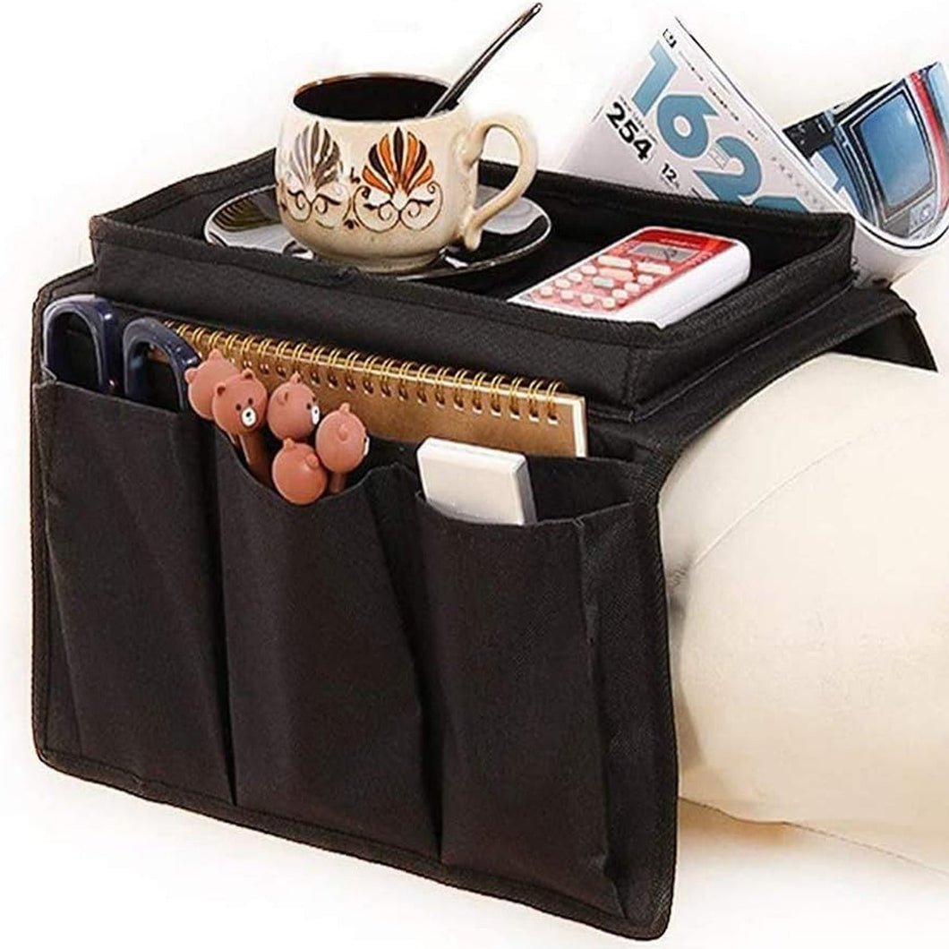 Sofa Arm Rest Hanging Storage Bag, Storage Bag for Sofa Ideal for Sorting Magazines Books (Black)