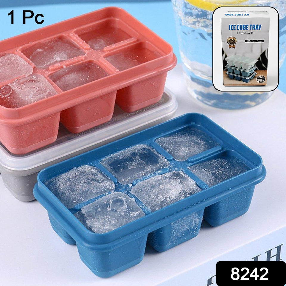 6 Grid Silicone Ice Tray Used In All Kinds Of Places Like Household Kitchens For Making Ice From Water And Various Things And All With Color Box (1 Pc)