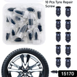 Tire Repair Rubber Nail Car Tire Repair Nails Tire Repair Rubber Screws, Black (10 Pcs Set)