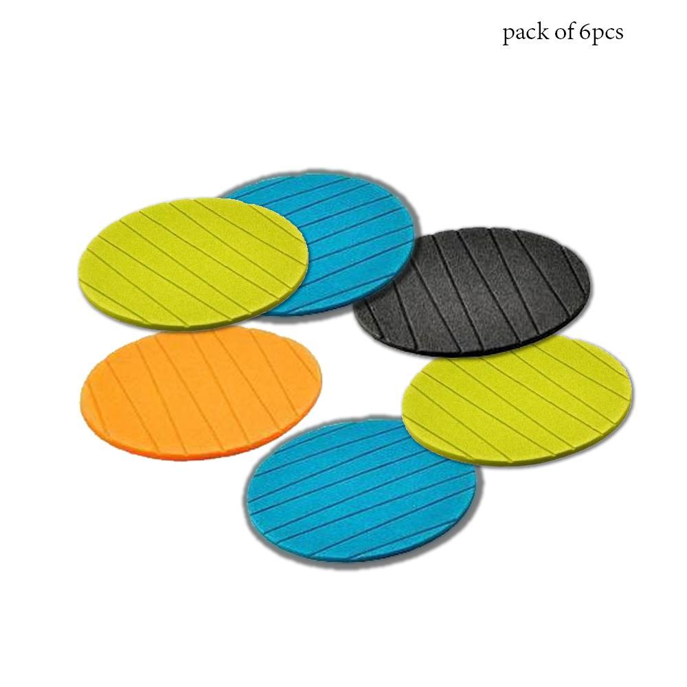 129 6 Pcs Useful Round Shape Plain Silicone Cup Mat Coaster Drinking Tea Coffee Mug Wine Mat For Home