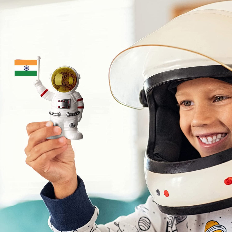 Solar Power Astronaut Ornament Moving Hand with Indian Flag (1 Pc)