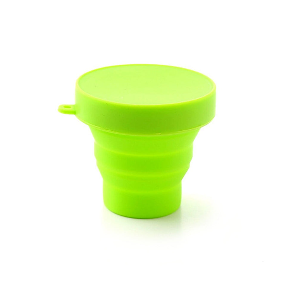 Round Silicone Foldable Glass / Cup, Foldable Travel Mug With Lid (1 Pc)