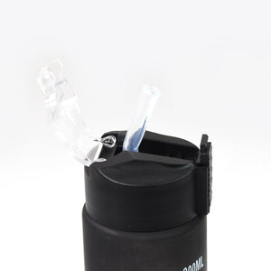 Plastic Black Motivational Water Bottle with Straw (900 ML)