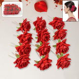 Hair Clip Red Rose Bridal Hair Pins Rose (12 Pcs Set)