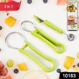 Professional 3 in 1 Stainless Steel Watermelon Cutter Fruit Carving Tools Set (1 Set)