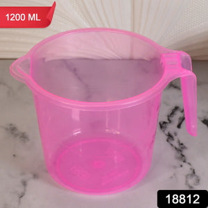 Plastic Round Transparent Bath Water Mug (1 Pc / 1200 ML / Mix Color)