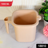 Plastic Square Bath Water Mug (1 Pc / 1000 ML / Mix Color)