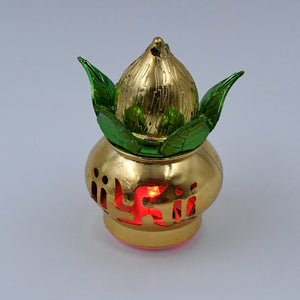 Gold Plated Eco Friendly LED Kalash  for Pooja Mandir (1 pc / Multicolor LED)