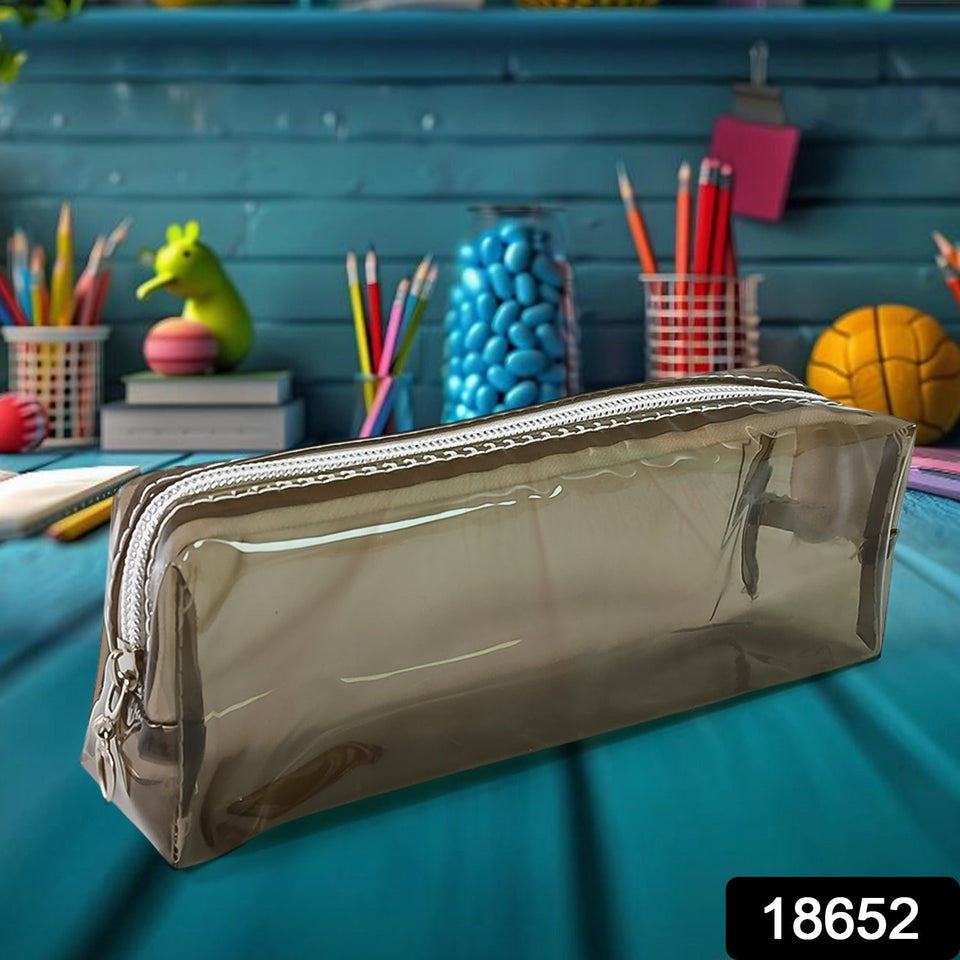 Plastic Transparent Pencil Pouch With Zipper (1 Pc)