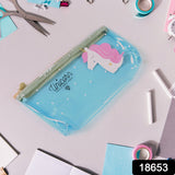 Transparent Unicorn Pencil Zip Pouch Bag (1 Pc)