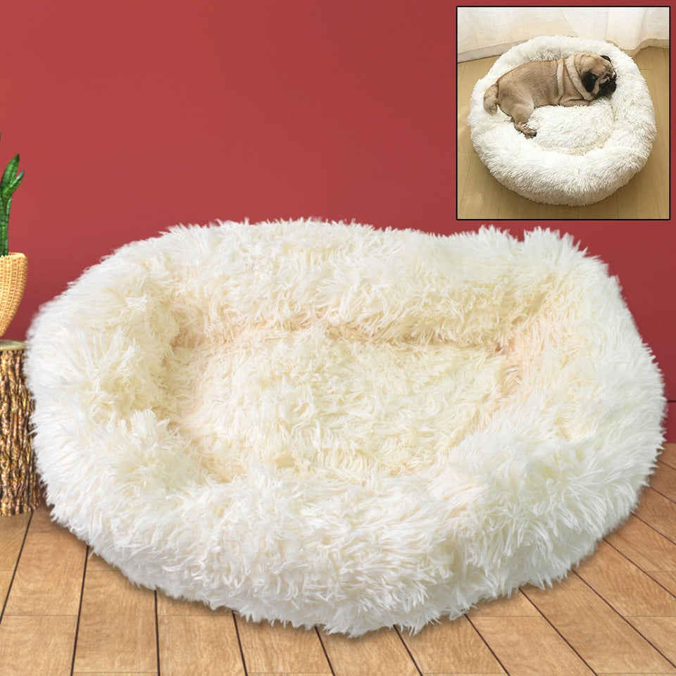 Plush Luxurious Deluxe Soft Dog Bed Washable Sofa Round Cushion (Large / 1 Pc)