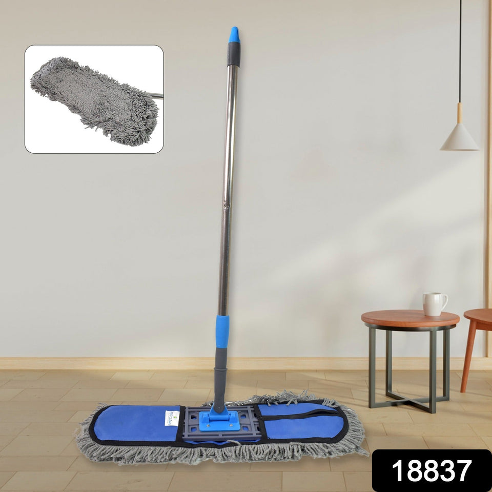 Wet and Dry Cotton Pad Floor Mop with Long Aluminium Handle (1 Pc / Large)