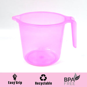 Plastic Round Transparent Bath Water Mug (1 Pc / 1200 ML / Mix Color)