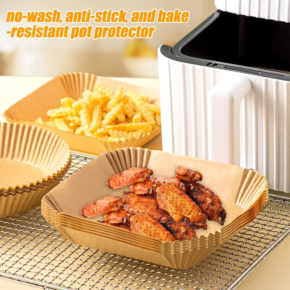 Square Air Fryer Disposable Paper Liner  (50 Pcs Set / 160mmx45mm)