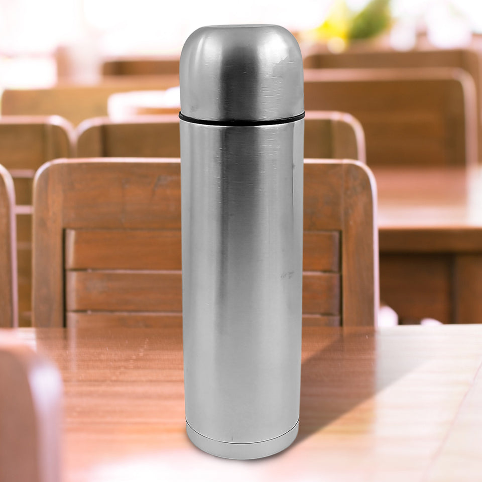 Vacuum Flask With Cover 188 Stainless Steel  Hot And Cold Water Bottle With Push-down Lid  Double Walled Stainless Steel Bottle For Travel Home Office School Picnic (500 Ml)