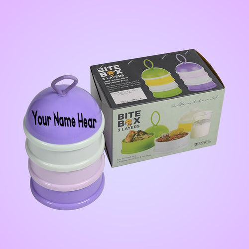 Customized 3 Layer Cute Portable Baby Food Milk Powder Storage Box Bottle Container Milk Powder Baby Food Container Bowl. (Purple)