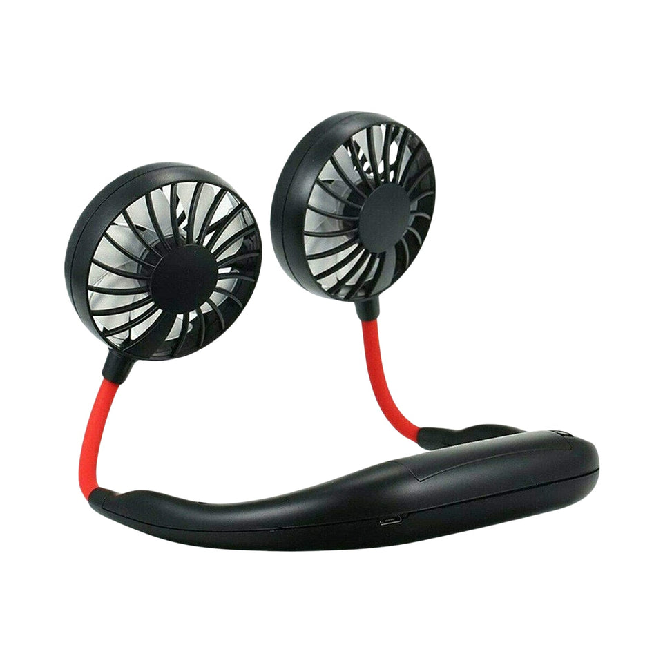 Hand Free Personal Fan - Portable USB Battery Rechargeable With Battery Comaprtment Mini Fan - Headphone Design Wearable Neckband Fan Necklance Fan Cooler Fan for Home, Sport, Camping, Beach, Travel, Office (Battery Not Included)