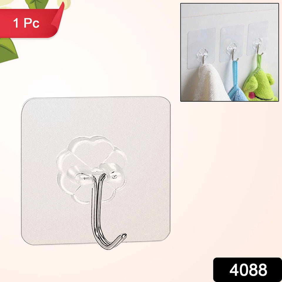 Multipurpose Strong Small Plastic & Stainless Steel Adhesive Flower Wall Hooks (1 Pc)