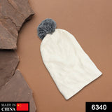 Men's and Women's Skull Slouchy Winter Woolen Knitted Black Inside Fur Beanie Cap. FB