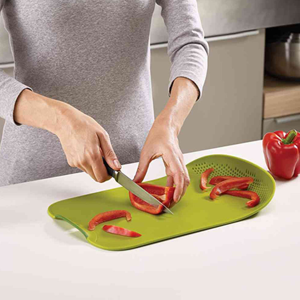 2229 Chop  Drain Vegetables Fruits Chopping Board Sleek Knife