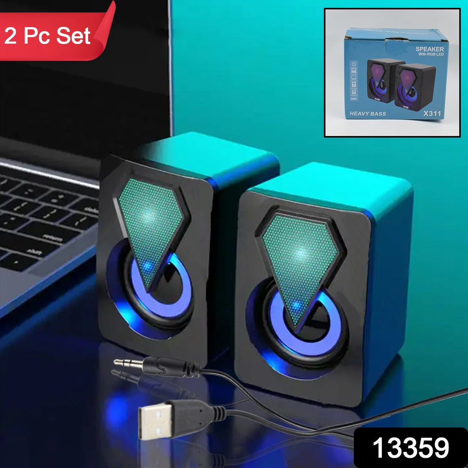 RGB Desktop Speakers, Plug, and Play USB Powered Speaker (2 Pc Set)