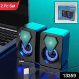 RGB Desktop Speakers, Plug, and Play USB Powered Speaker (2 Pc Set)