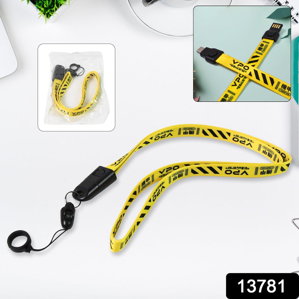 2 in 1 Lanyard Strap USB Charging Cable (1 Pc)