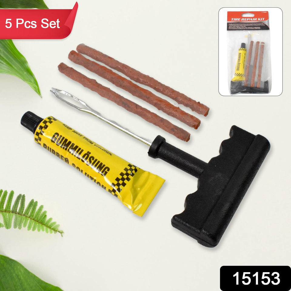 Tyre Puncture Repair Kit with 3 Seal Strips (5 Pcs Set)