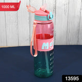 Plastic Water Bottle With Strap and Straw (1000 ML)