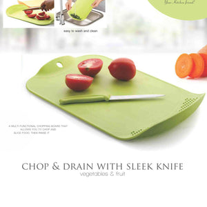 2229 Chop  Drain Vegetables Fruits Chopping Board Sleek Knife