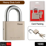 1690 Heavy Steel Premium Square Padlock 70mm With 4 Keys  Multipurpose Hardened Shackle Padlock For Door Gate Shutter And Home