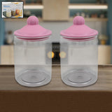 Transparent Kitchen Plastic Container Jar Set (2 Pcs Set  1100 Ml Approx)