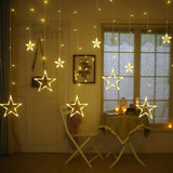 12 Stars LED Curtain String Lights with 8 Flashing Modes for Home Decoration, Diwali & Wedding LED Christmas Light Indoor and Outdoor Light ,Festival Decoration  (Warm White / With Box)