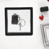 Suitcase Shape Nail Clipper Keychain With Key & 3D Floating Frame Display Case (1 Set)