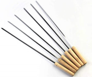 2228 Barbecue Skewers For Bbq Tandoor And Gril With Wooden Handle - Pack Of 12