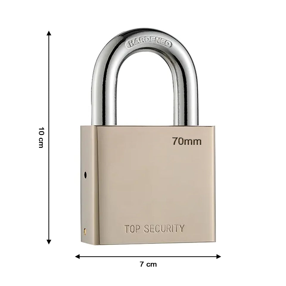 1690 Heavy Steel Premium Square Padlock 70mm With 4 Keys  Multipurpose Hardened Shackle Padlock For Door Gate Shutter And Home