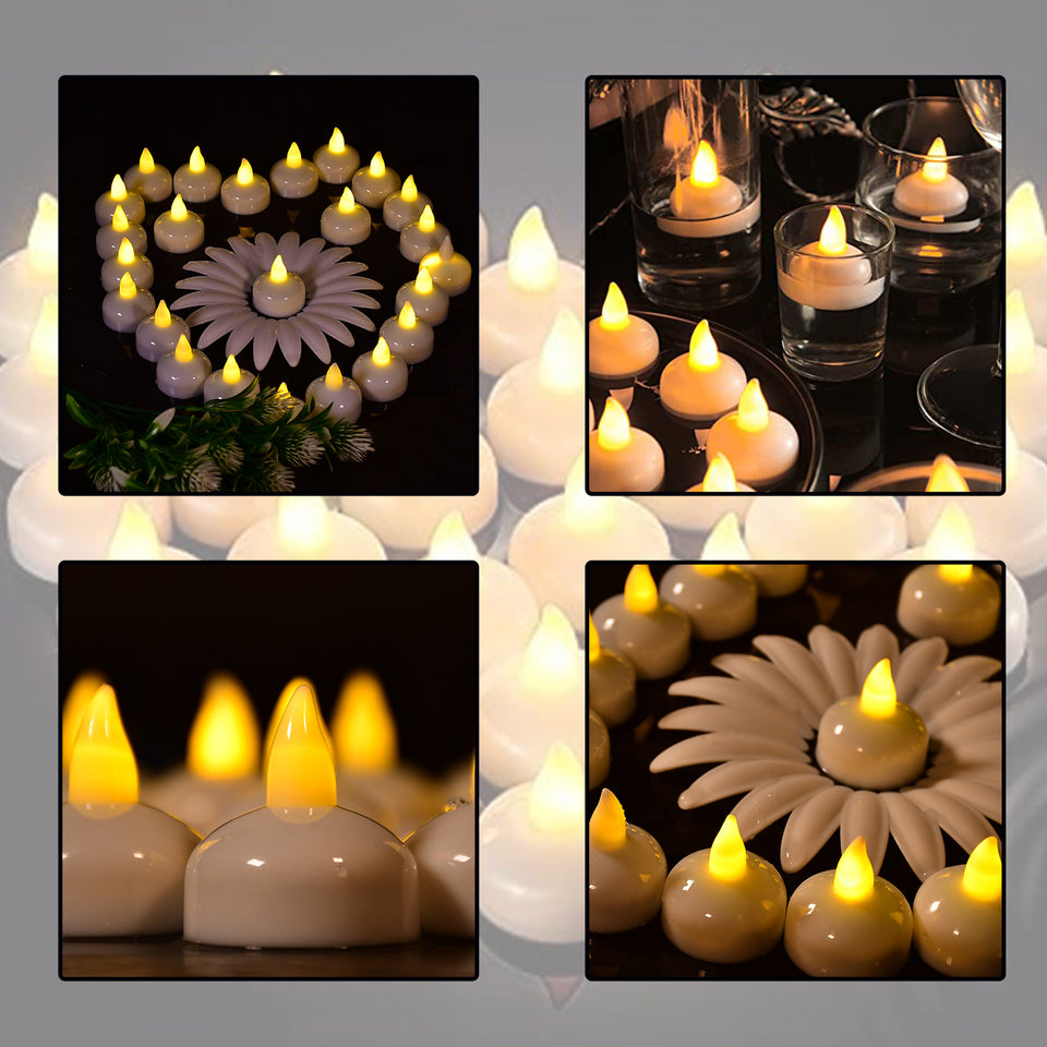 6432 Set Of 12 Flameless Floating Candles Battery Operated Tea Lights Tealight Candle - Decorative Wedding.