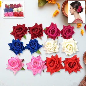 Colourful Flowing Flower Hair Pin (12 Pcs Set / Mix Color)