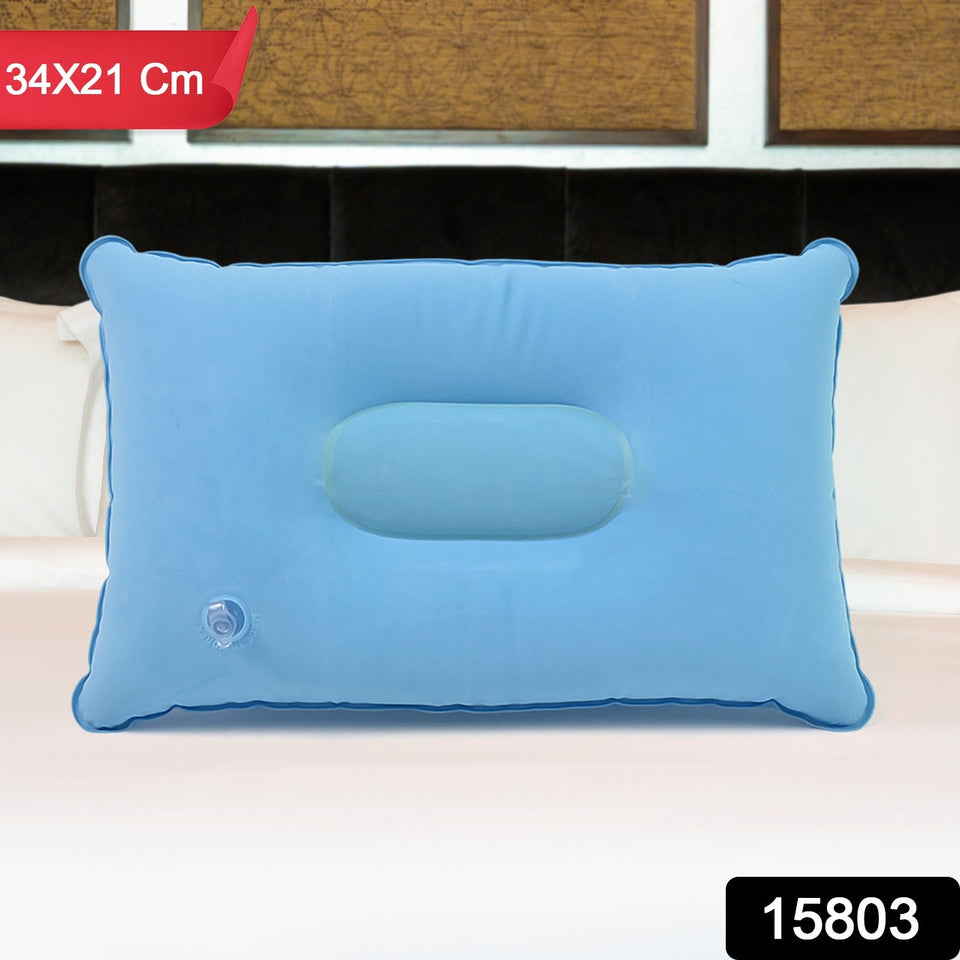 Comfortable Inflating Travel Pillow (34×21 Cm / 1 Pc / Mix Color)