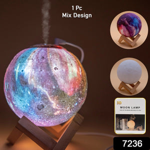 3D 2 in 1 LED Printed Moon Lamp & Aroma Diffuser (1 Pc)