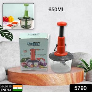 Manual Food Chopper (650ml): 3 Stainless Steel Blades, Locking System, Anti-Slip Base