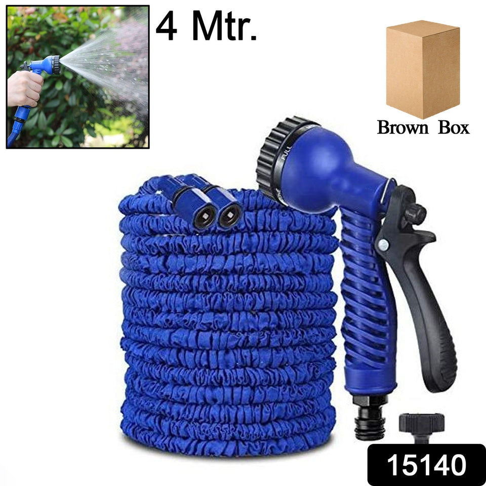 Expandable Magic Garden Hose with Spray Gun, 4 Metre Pipe 7 Spray Modes Nozzle (1 Set)