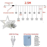 12 Stars LED Curtain String Lights with 8 Flashing Modes for Home Decoration, Diwali & Wedding LED Christmas Light Indoor and Outdoor Light ,Festival Decoration  (Warm White / With Box)