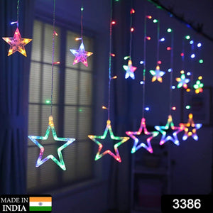 12 Stars LED Curtain String Lights with 8 Flashing Modes for Home Decoration, Diwali & Wedding LED Christmas Light Indoor and Outdoor Light ,Festival Decoration (Multicolor / With Box)