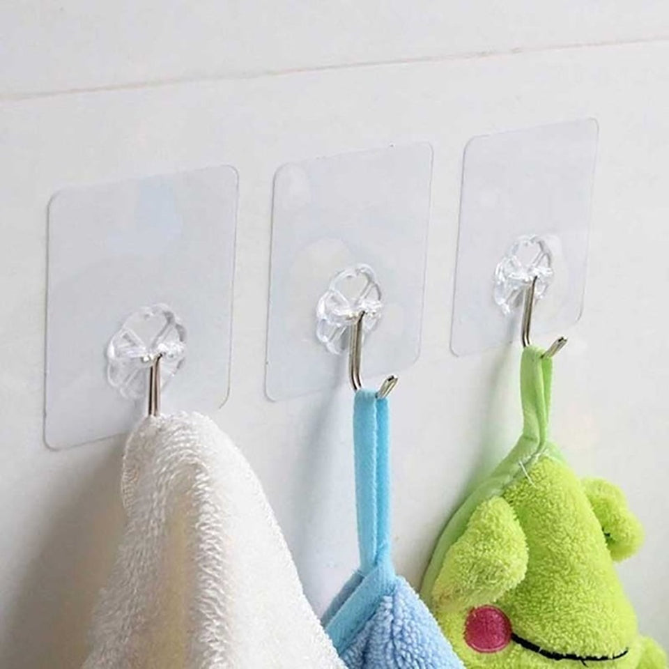 Multipurpose Strong Small Plastic & Stainless Steel Adhesive Flower Wall Hooks (1 Pc)