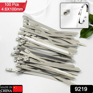 Stainless Steel Cable TIE Used for Solar, Industrial and Home Improvement Multipurpose HIGH Strength, Self-Locking Zip Ties, Multi-purpose Tie, Portable Rustproof 100Pcs Wide Application Zip Tie Set for Building (4.6x100MM /  100 pcs Set)